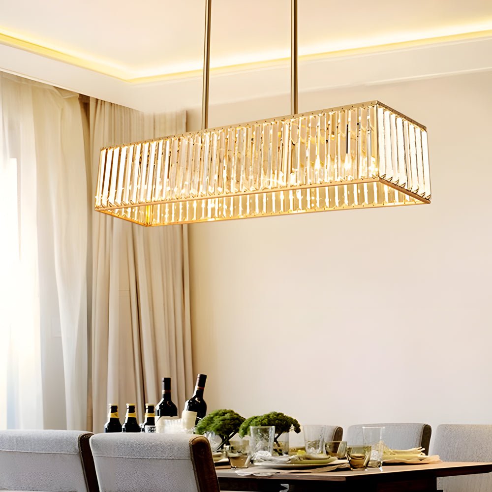 4-Light Crystal Rectangle Chandelier with 3-Step Dimming