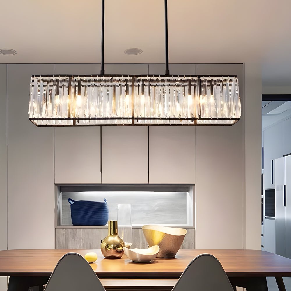 4-Light Crystal Rectangle Chandelier with 3-Step Dimming