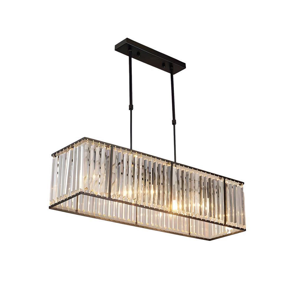 4-Light Crystal Rectangle Chandelier with 3-Step Dimming