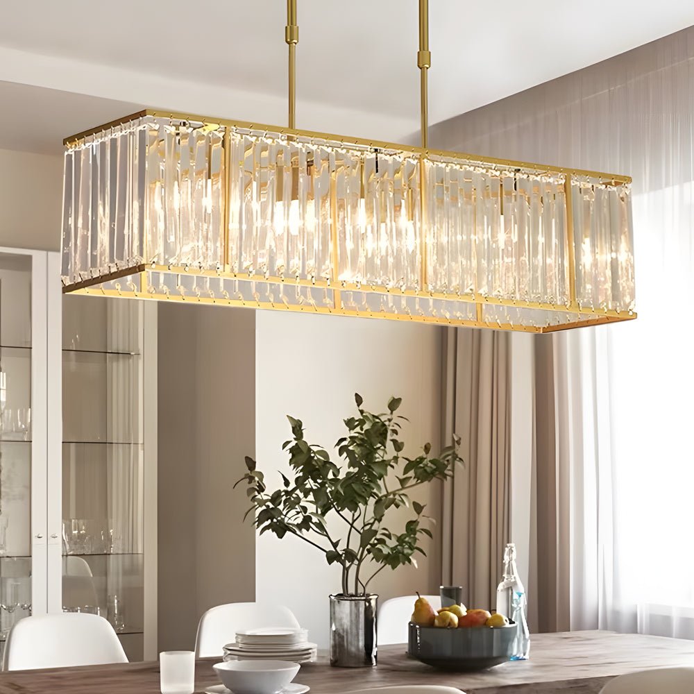 4-Light Crystal Rectangle Chandelier with 3-Step Dimming