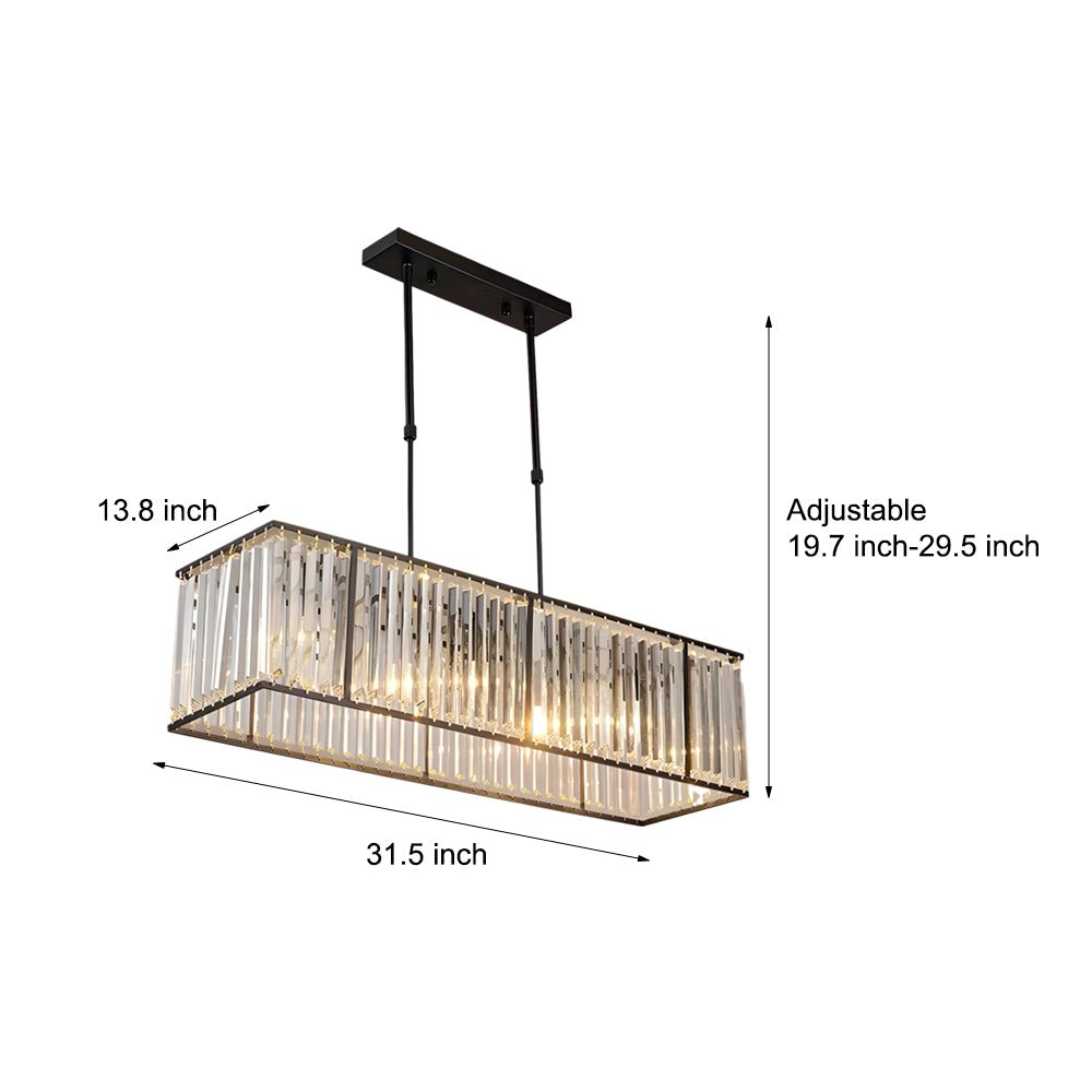 4-Light Crystal Rectangle Chandelier with 3-Step Dimming