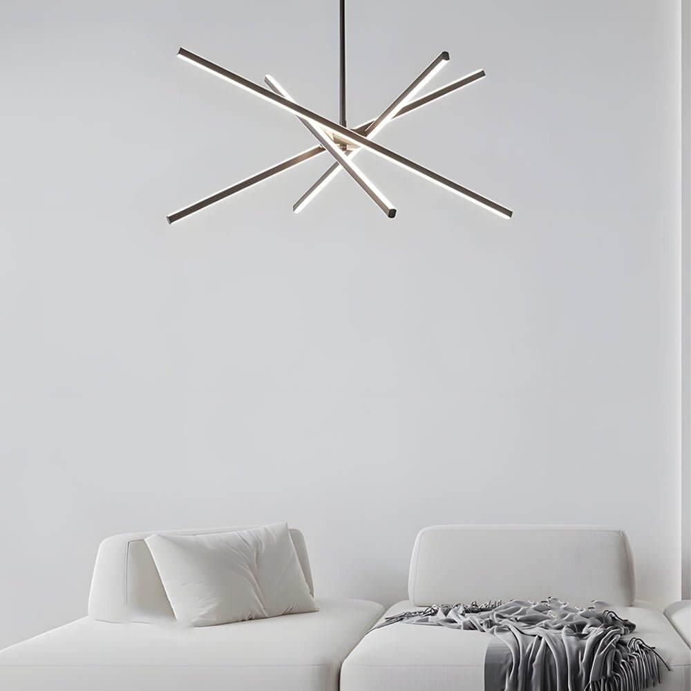 4-Light Dimmable LED Sputnik Linear Chandelier – Modern Copper