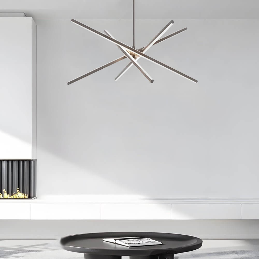 4-Light Dimmable LED Sputnik Linear Chandelier – Modern Copper