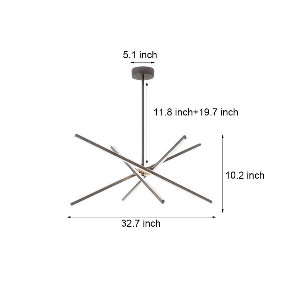 4-Light Dimmable LED Sputnik Linear Chandelier – Modern Copper