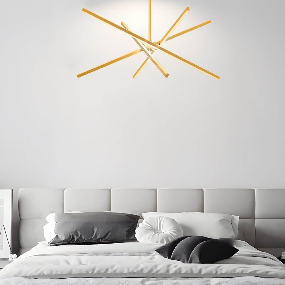 4-Light Dimmable LED Sputnik Linear Chandelier – Modern Copper