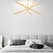 4-Light Dimmable LED Sputnik Linear Chandelier – Modern Copper