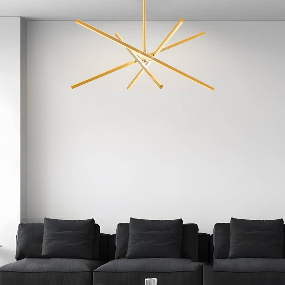 4-Light Dimmable LED Sputnik Linear Chandelier – Modern Copper