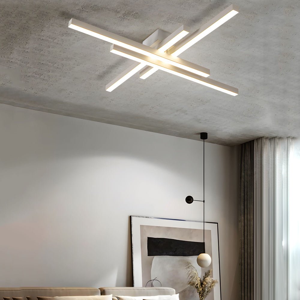 4-Light Geometric Linear LED Flush Mount Ceiling Light