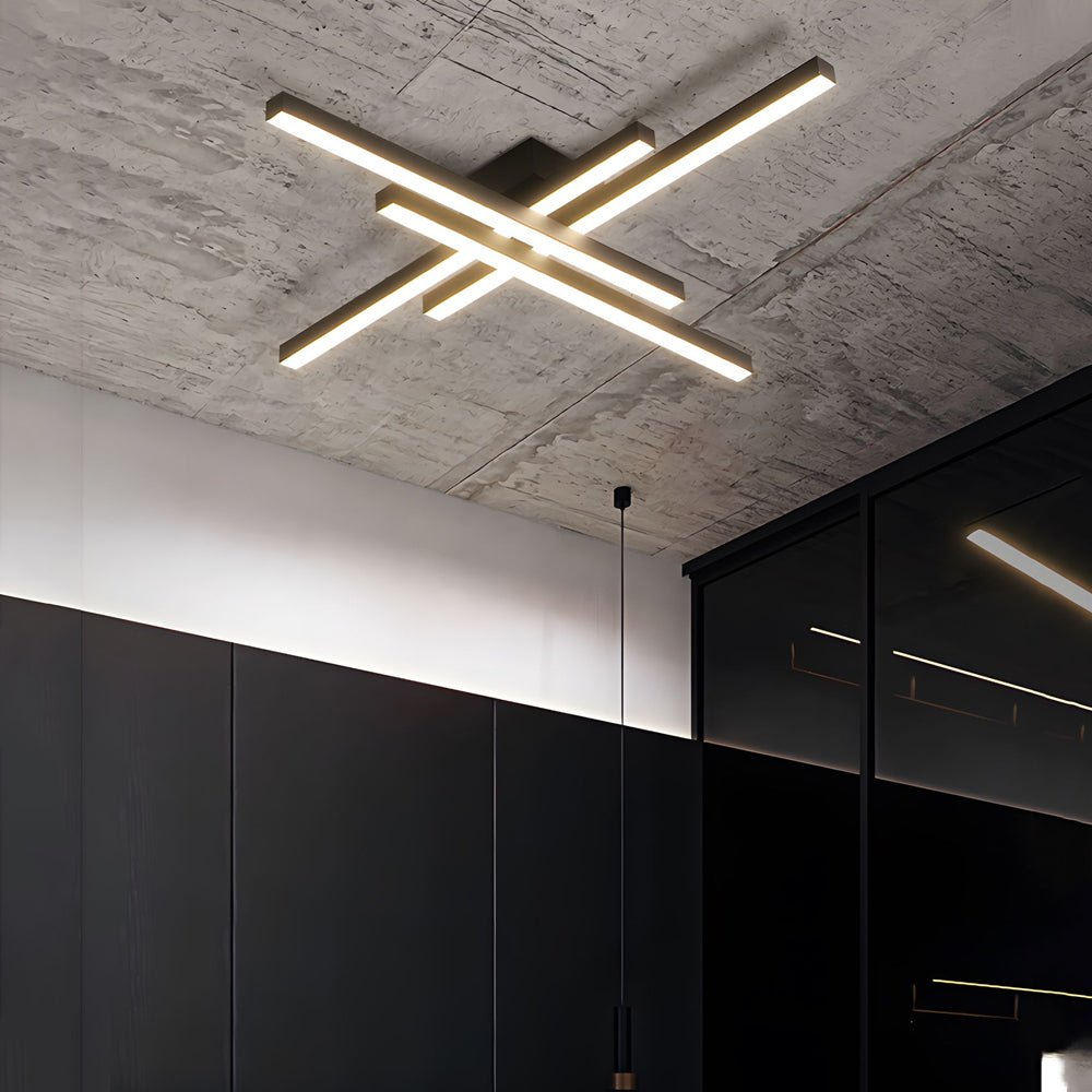 4-Light Geometric Linear LED Flush Mount Ceiling Light