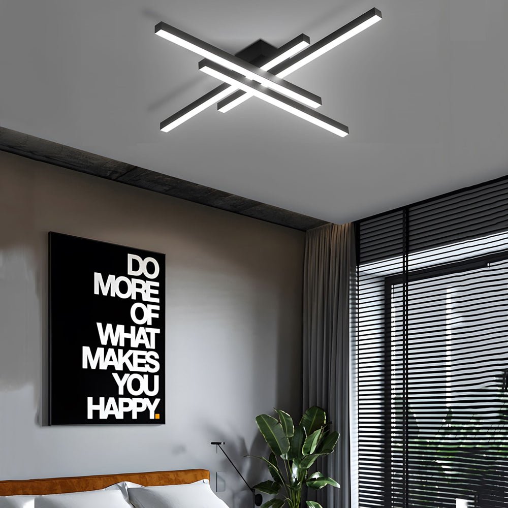 4-Light Geometric Linear LED Flush Mount Ceiling Light