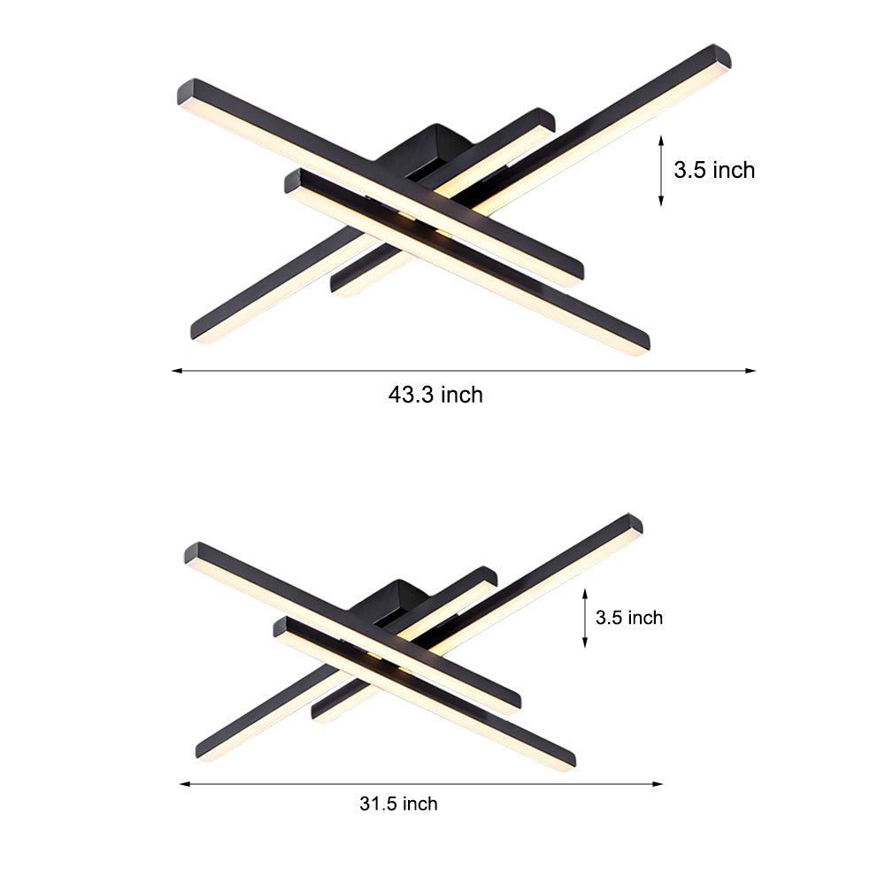 4-Light Geometric Linear LED Flush Mount Ceiling Light