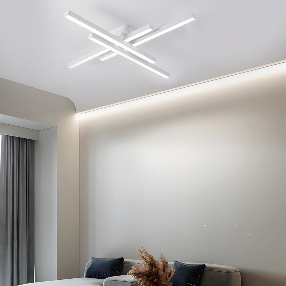 4-Light Geometric Linear LED Flush Mount Ceiling Light
