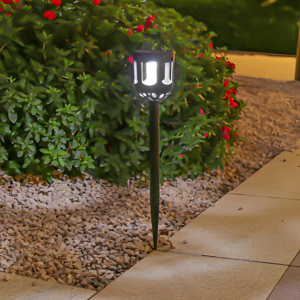 Solar LED Pathway Light Set - Modern Black 4-Pack Outdoor Garden