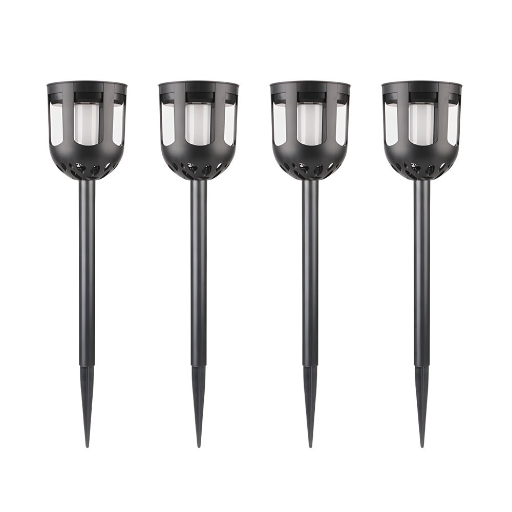 Solar LED Pathway Light Set - Modern Black 4-Pack Outdoor Garden