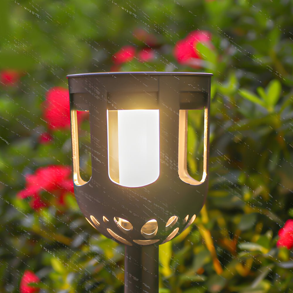 Solar LED Pathway Light Set - Modern Black 4-Pack Outdoor Garden