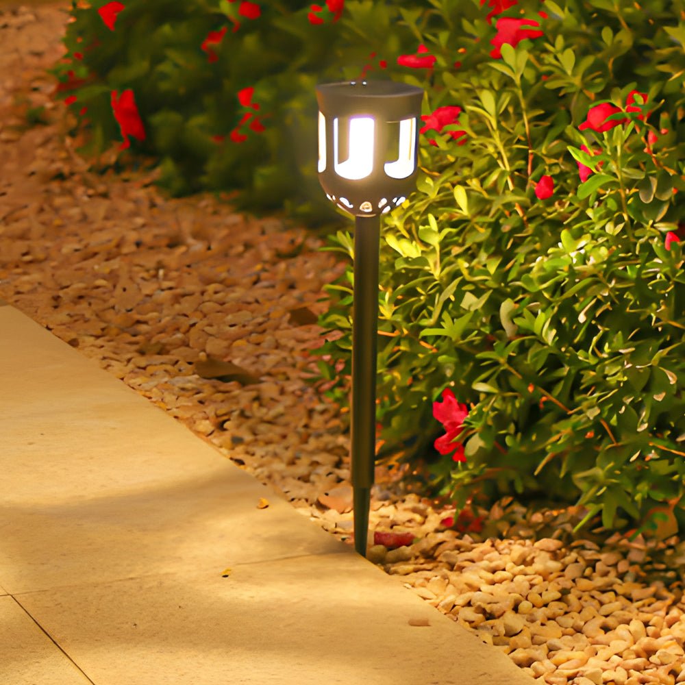 Solar LED Pathway Light Set - Modern Black 4-Pack Outdoor Garden