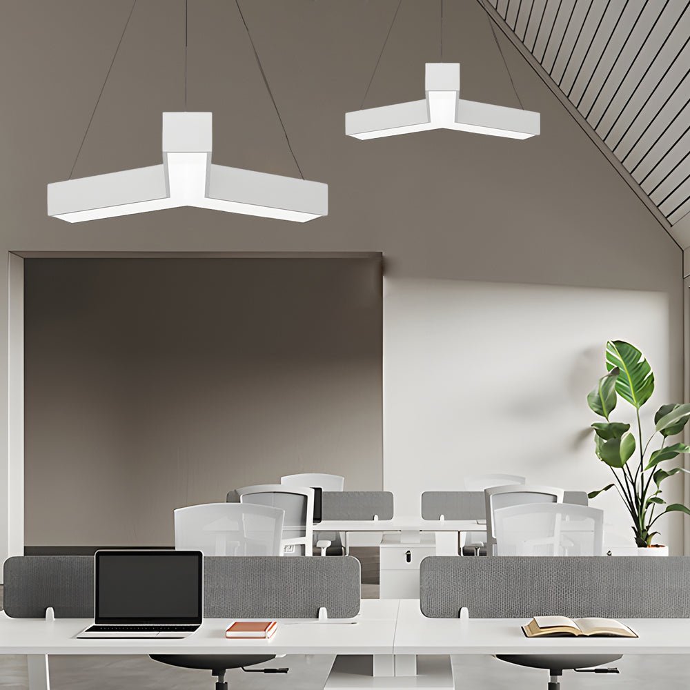Modern Y-Shaped Linear LED Pendant Light Set - 4 Piece Office