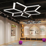 Modern Y-Shaped Linear LED Pendant Light Set - 4 Piece Office