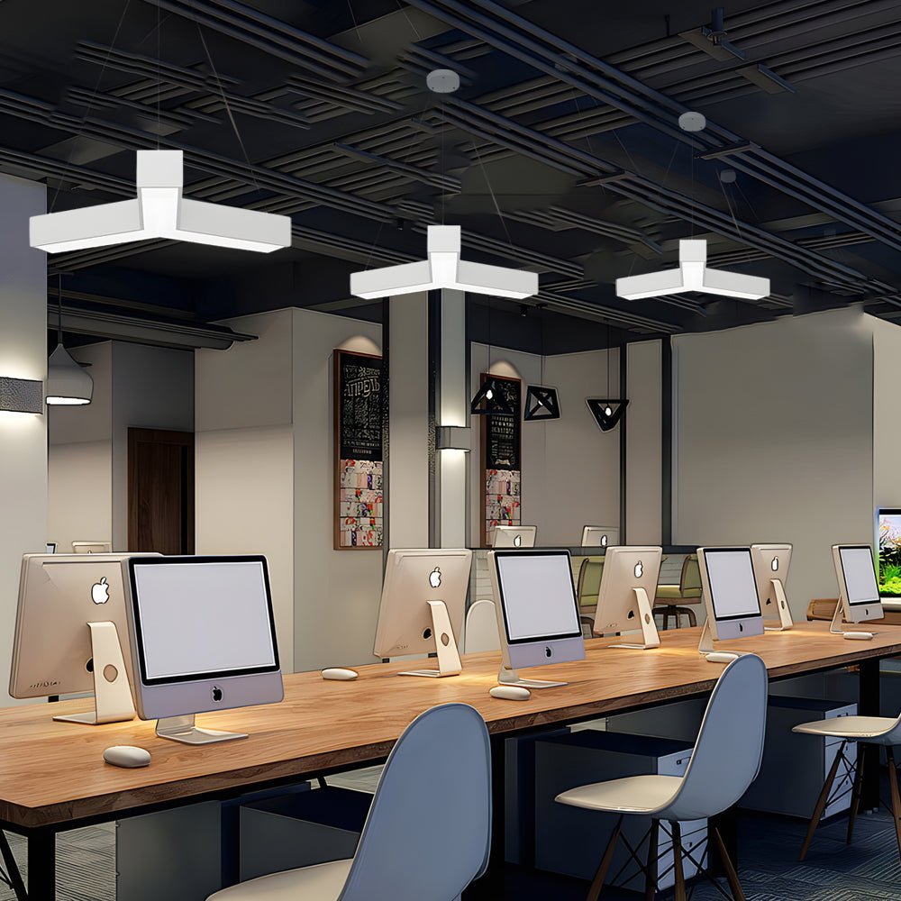 Modern Y-Shaped Linear LED Pendant Light Set - 4 Piece Office