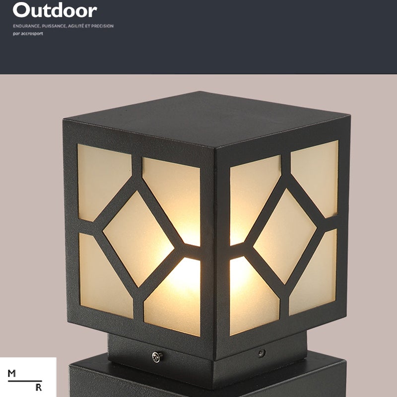 Modern Black LED Outdoor Post Light - Stainless Steel Waterproof