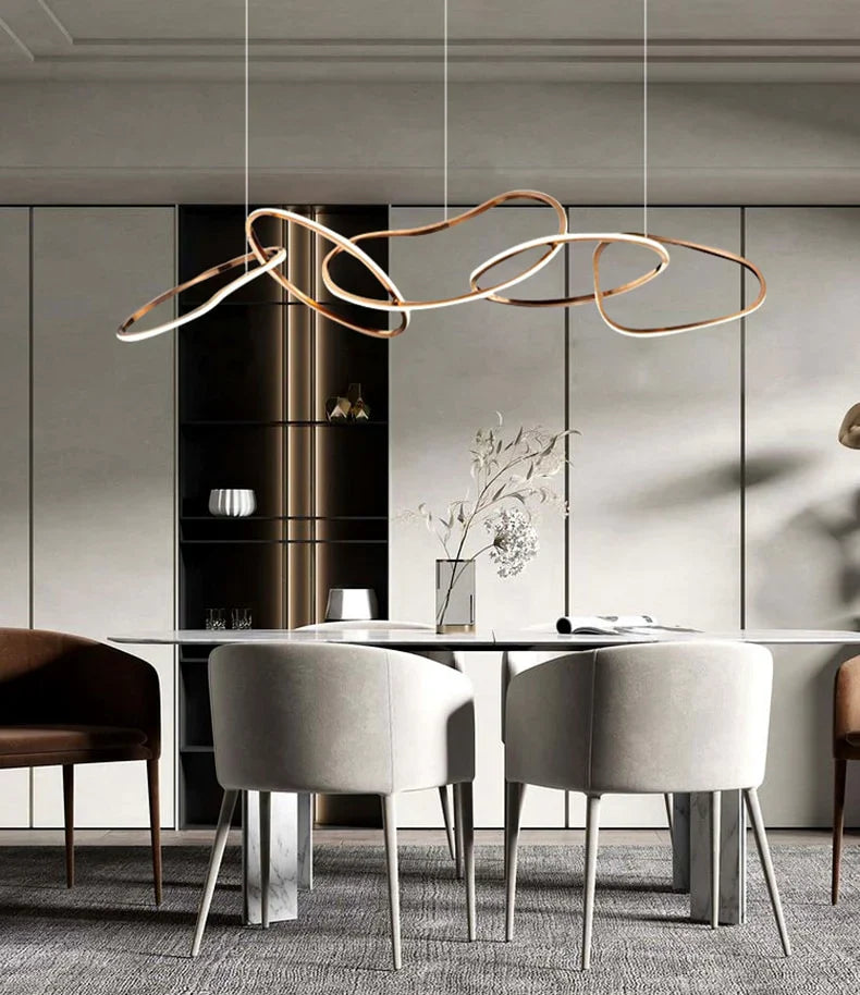Irregular Chainlink LED Chandelier - Gold Stainless Steel