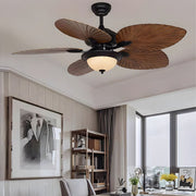 Industrial Ceiling Fan with Light - 5 Brown Blades & Remote Control