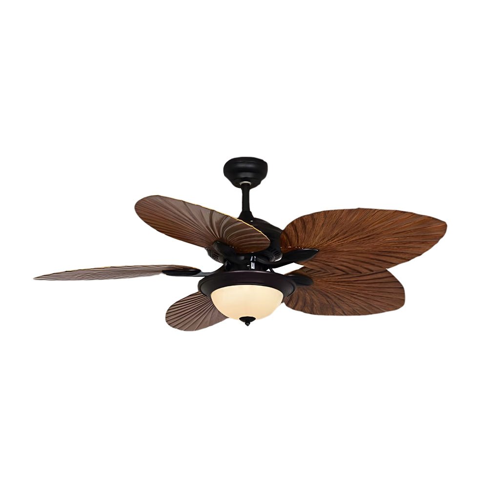 Industrial Ceiling Fan with Light - 5 Brown Blades & Remote Control