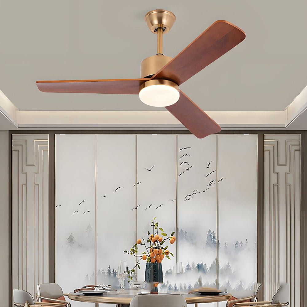 Modern Wooden 3-Blade LED Ceiling Fan with Remote Control