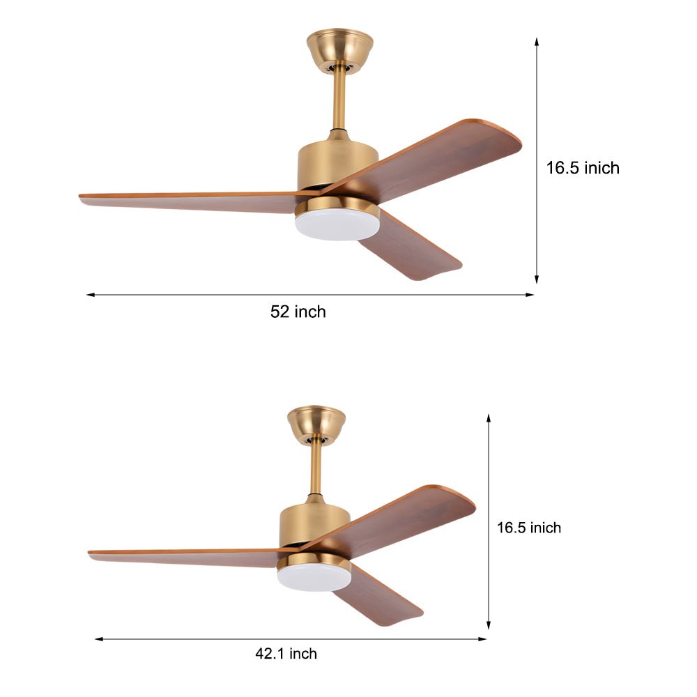 Modern Wooden 3-Blade LED Ceiling Fan with Remote Control
