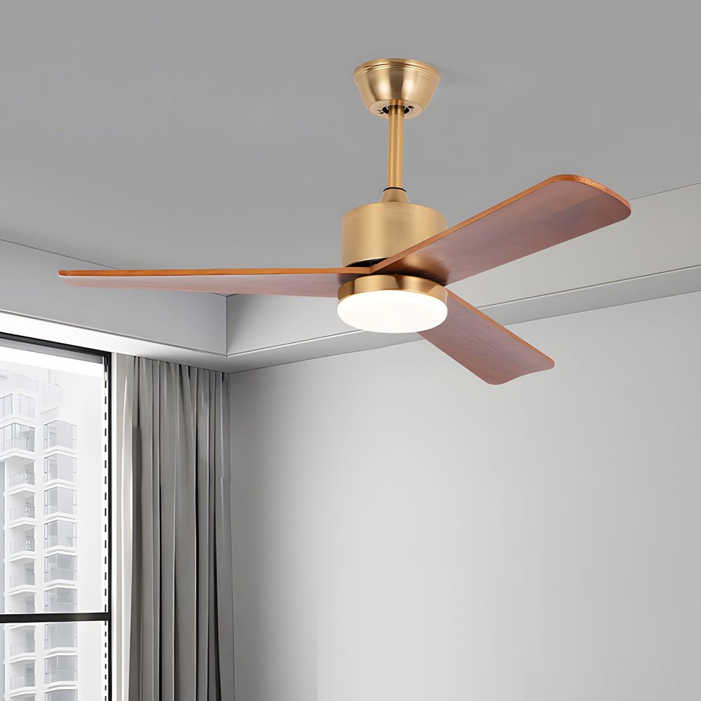 Modern Wooden 3-Blade LED Ceiling Fan with Remote Control