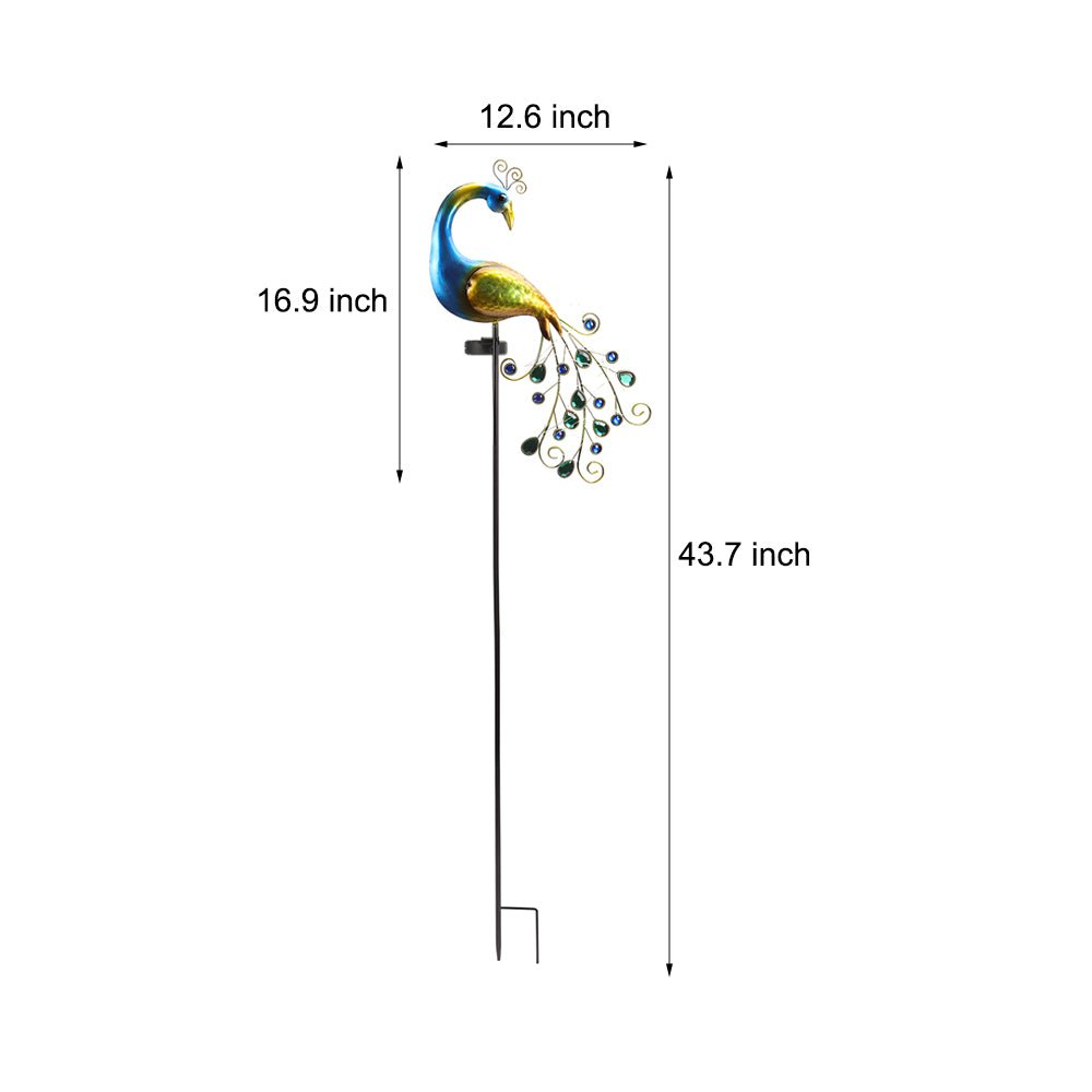 43.7 In. Solar Peacock Garden Stake - Modern Outdoor Lighting (2-Pack)