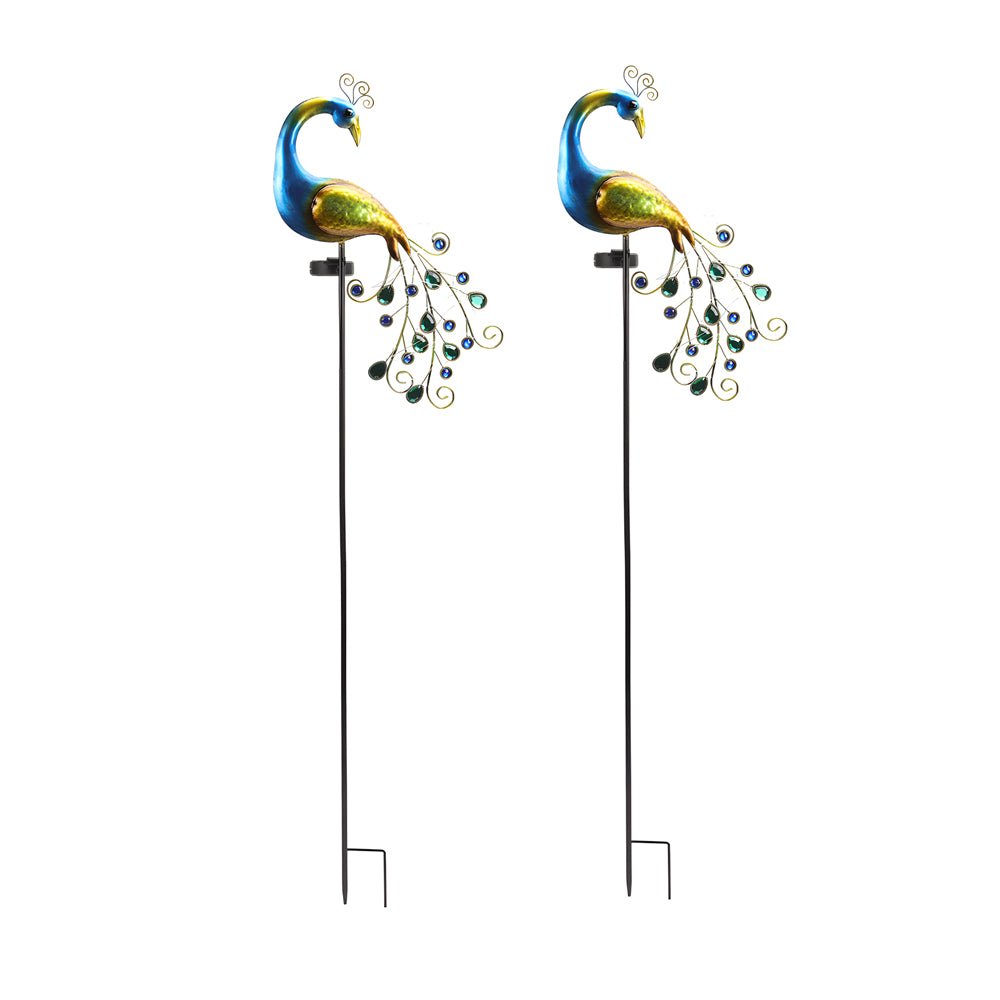 43.7 In. Solar Peacock Garden Stake - Modern Outdoor Lighting (2-Pack)