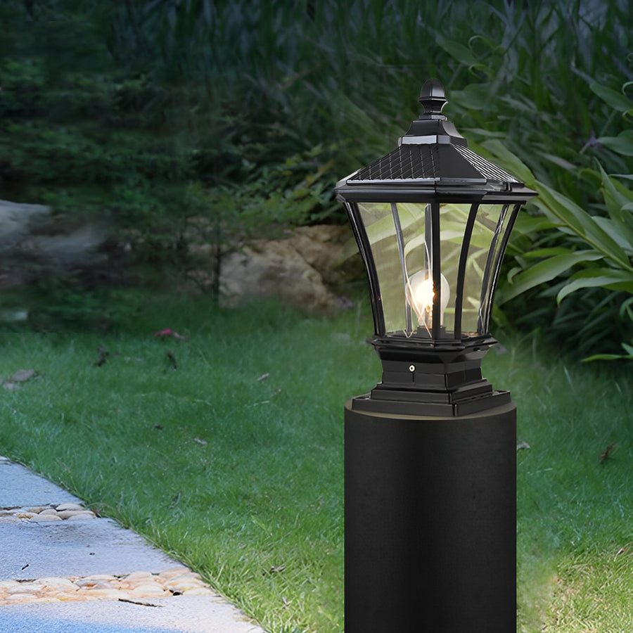 Modern Solar & Hardwired Outdoor Post Light - Aluminum & Glass