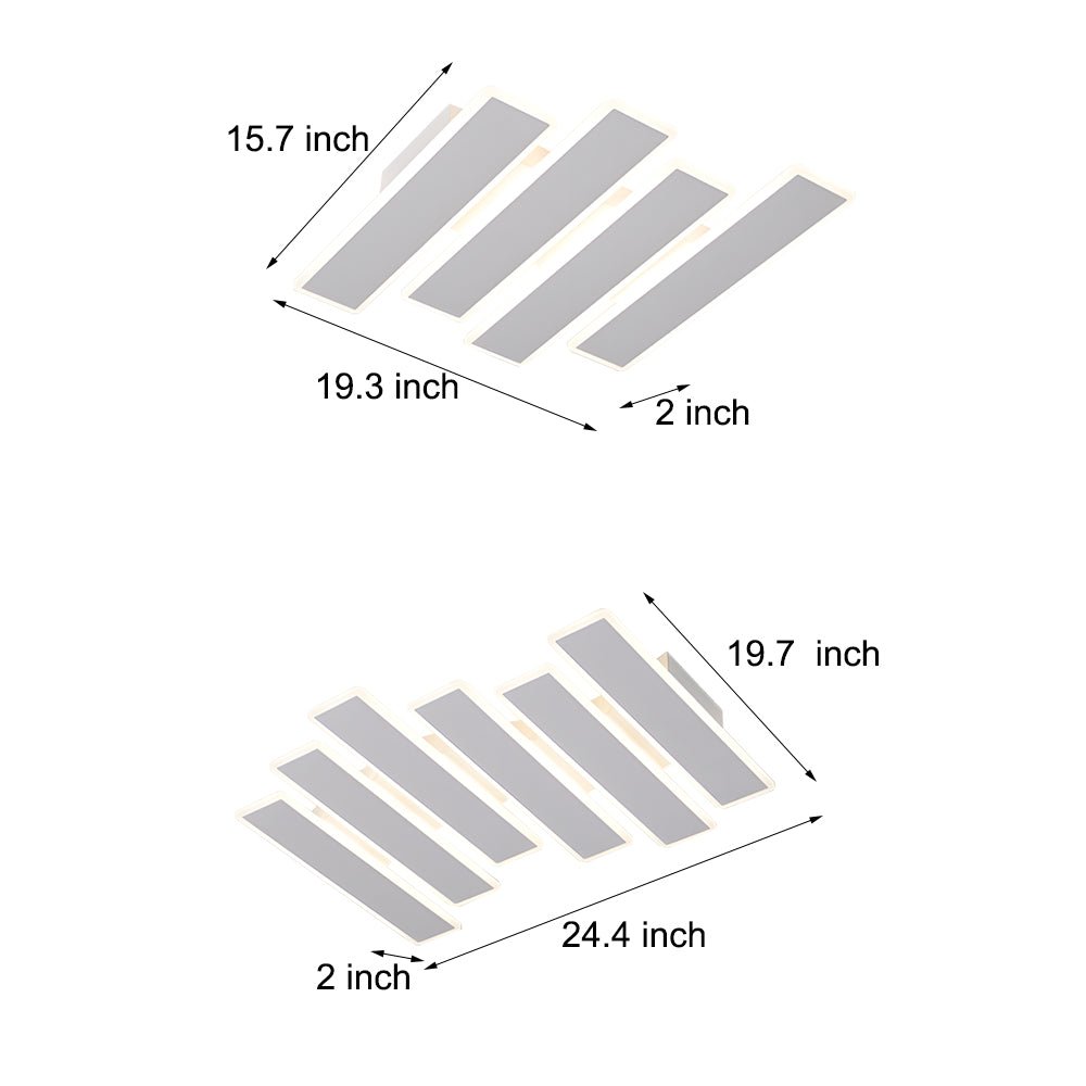 Modern White Linear LED Ceiling Light - Dimmable Flush Mount