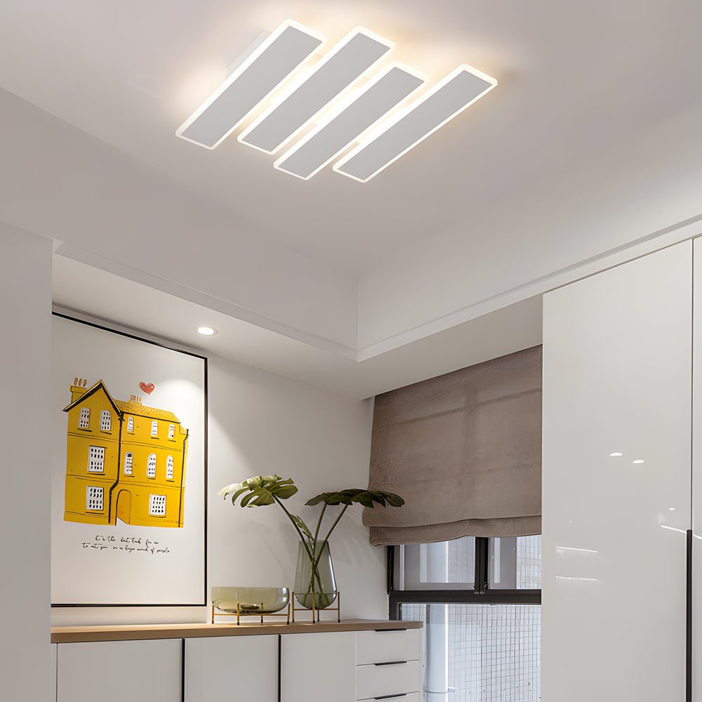 Modern White Linear LED Ceiling Light - Dimmable Flush Mount