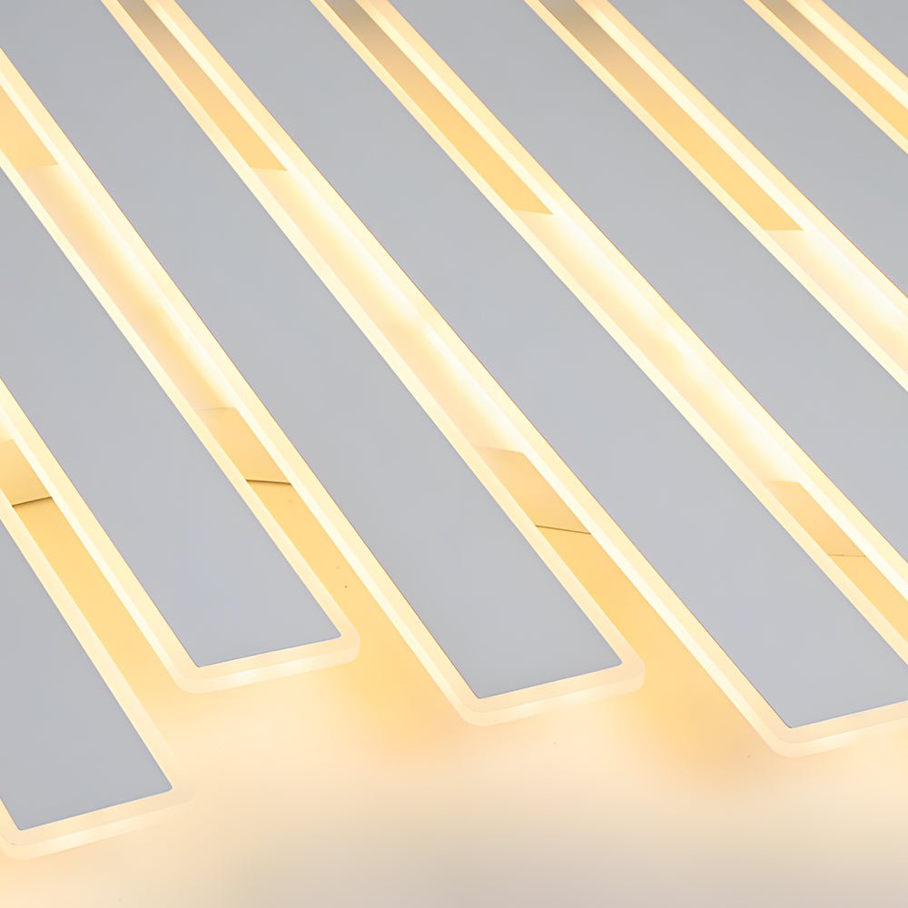 Modern White Linear LED Ceiling Light - Dimmable Flush Mount