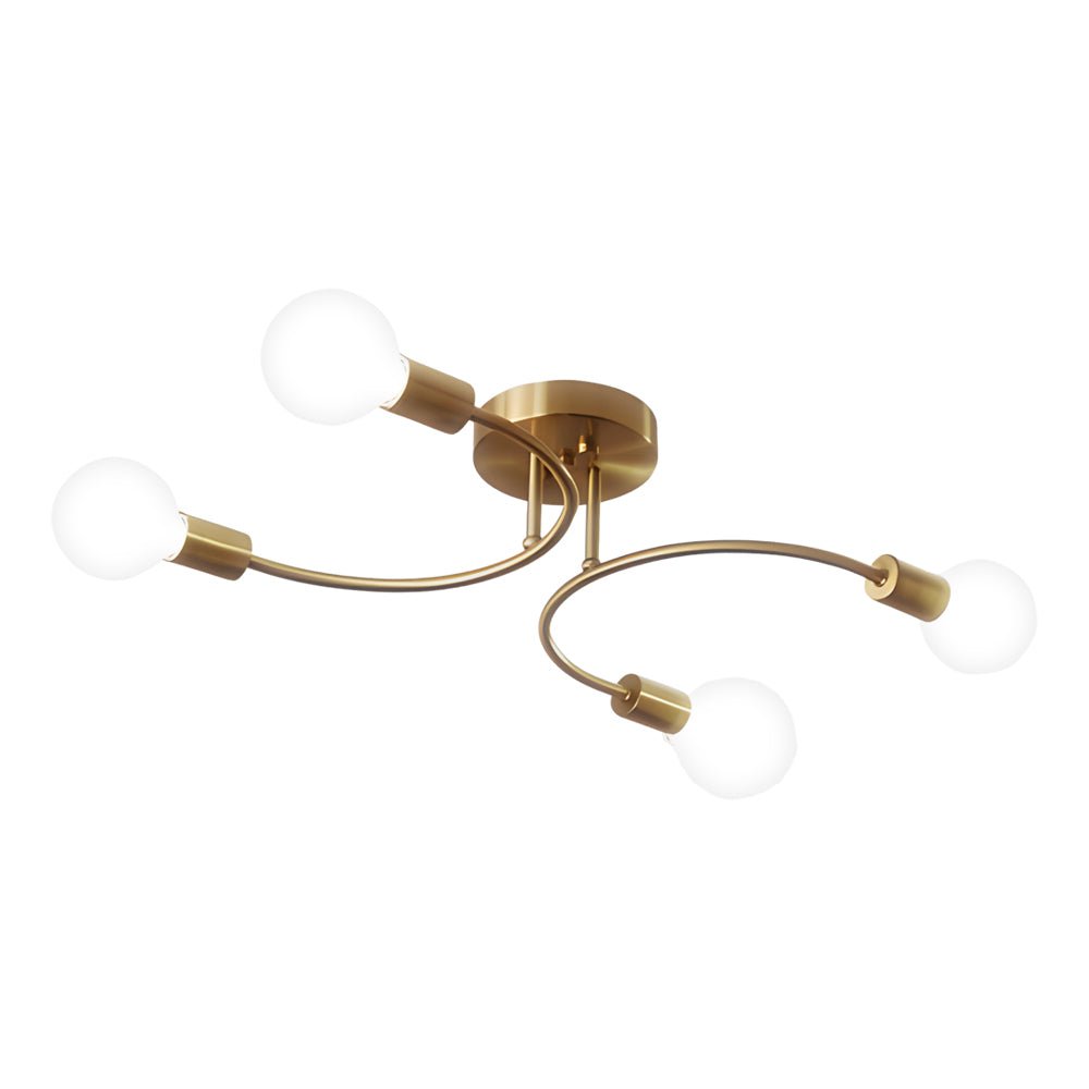 Modern Semi Flush Ceiling Light with Curved Arms & White Shades