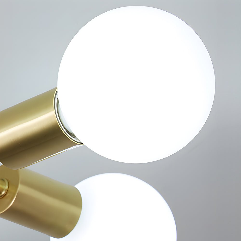 Modern Semi Flush Ceiling Light with Curved Arms & White Shades
