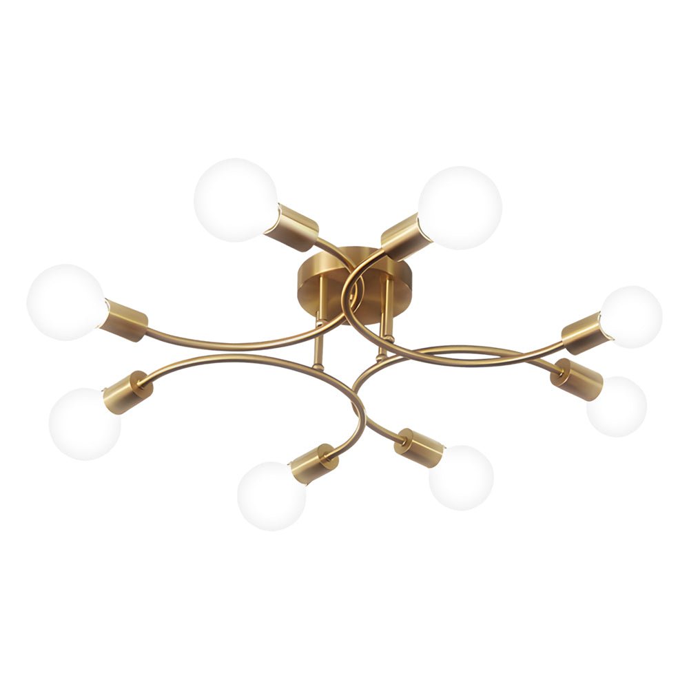 Modern Semi Flush Ceiling Light with Curved Arms & White Shades