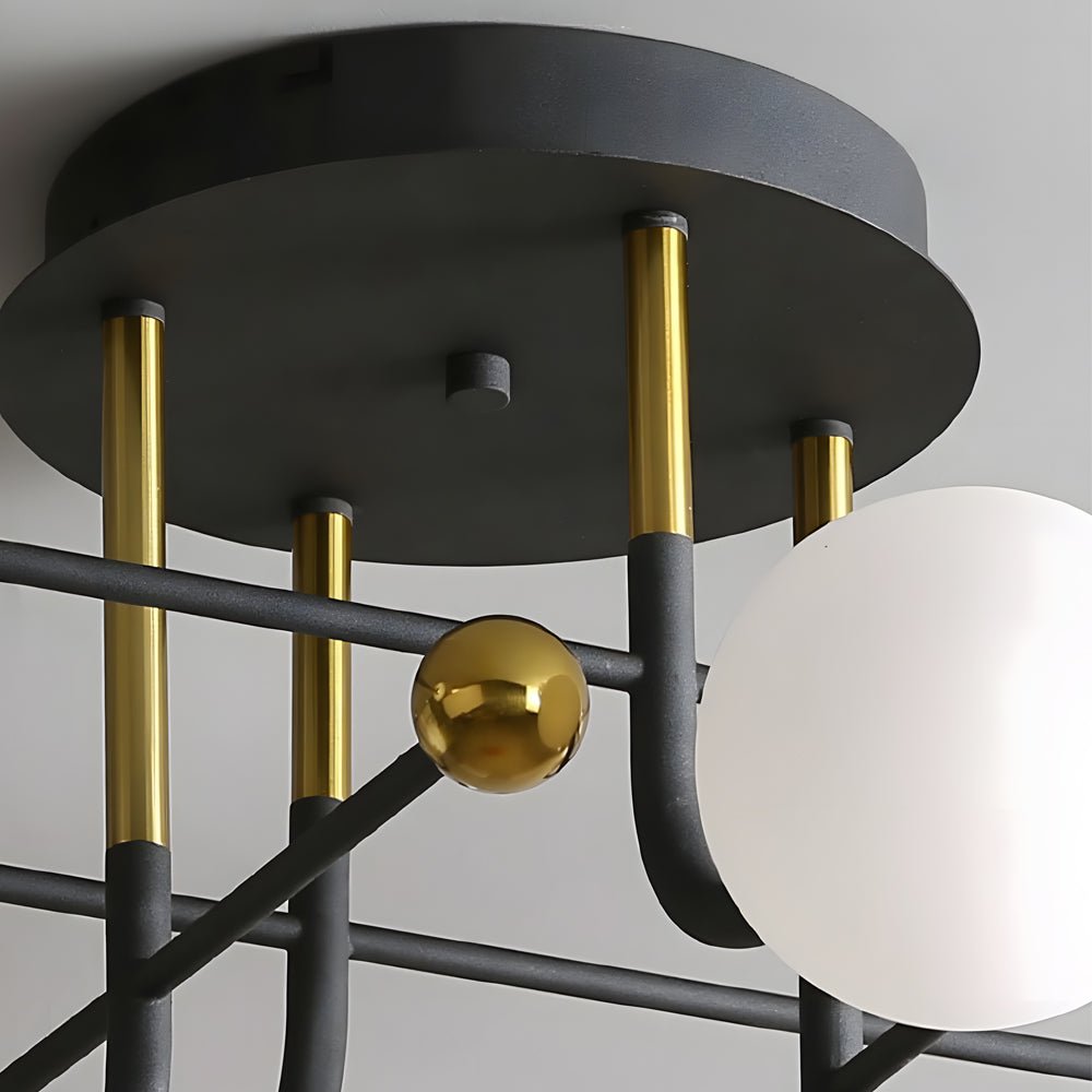 Modern Sputnik Semi-Flush Mount Light with Frosted Glass Globes