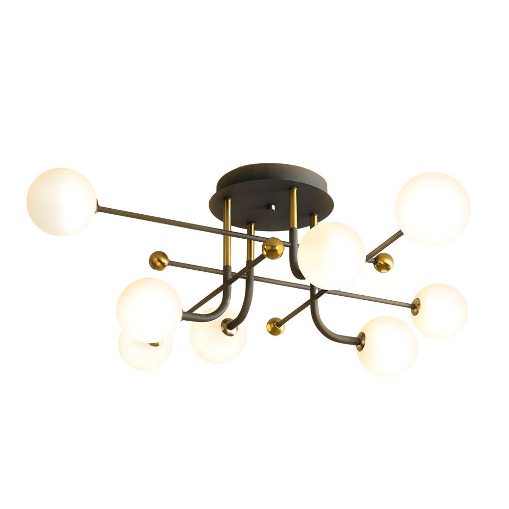 Modern Sputnik Semi-Flush Mount Light with Frosted Glass Globes