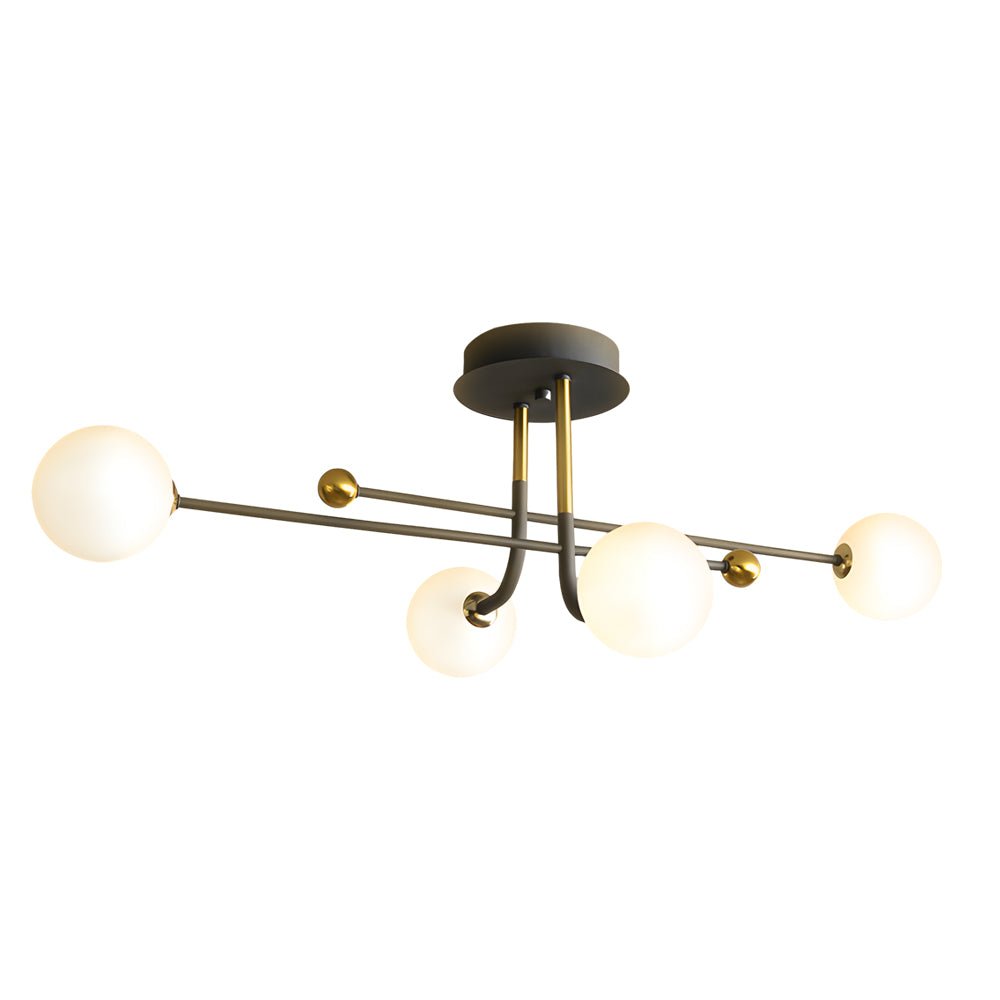 Modern Sputnik Semi-Flush Mount Light with Frosted Glass Globes