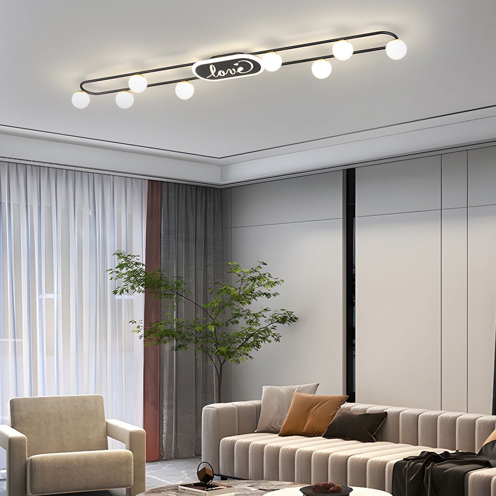 Modern Acrylic Ball Semi Flush Mount Ceiling Light with Three-Step