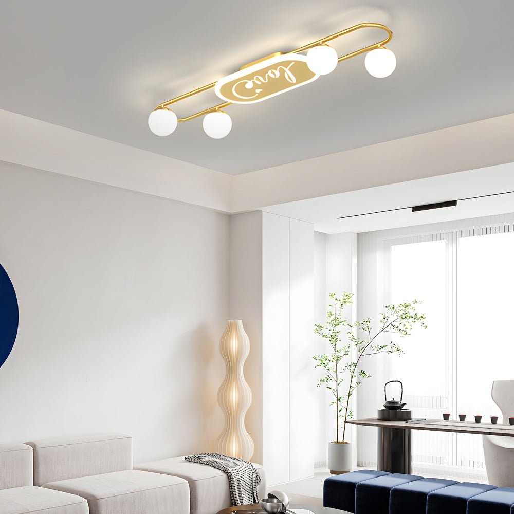 Modern Acrylic Ball Semi Flush Mount Ceiling Light with Three-Step