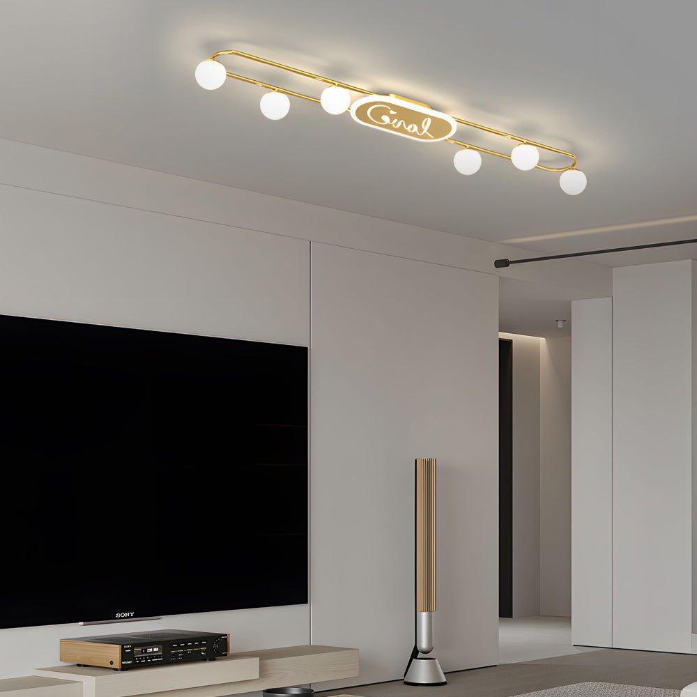 Modern Acrylic Ball Semi Flush Mount Ceiling Light with Three-Step