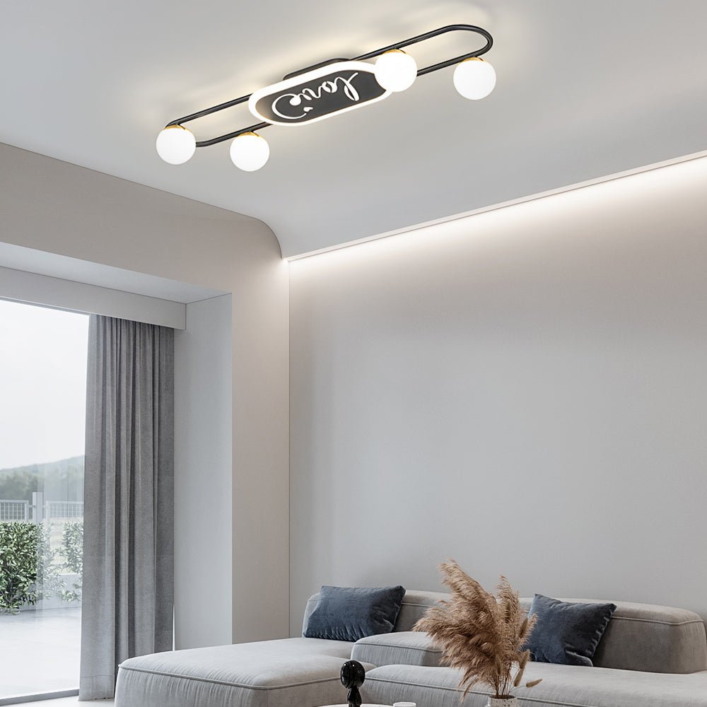 Modern Acrylic Ball Semi Flush Mount Ceiling Light with Three-Step