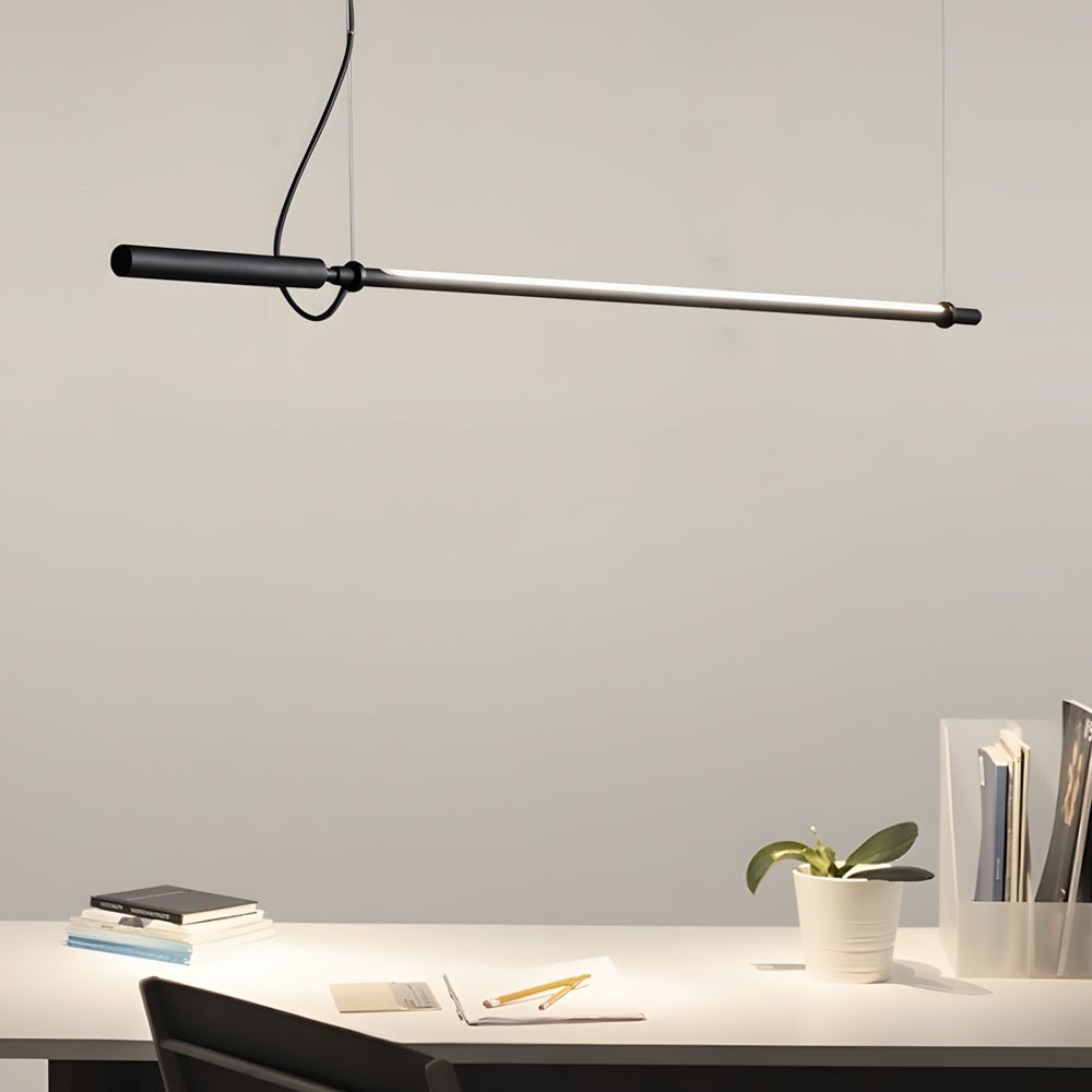 Modern Black Linear LED Pendant Light - Acrylic Tube 47.2 Inch