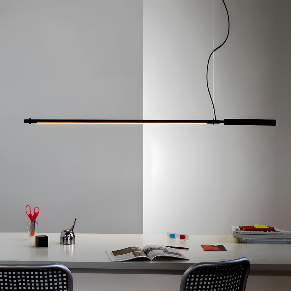Modern Black Linear LED Pendant Light - Acrylic Tube 47.2 Inch