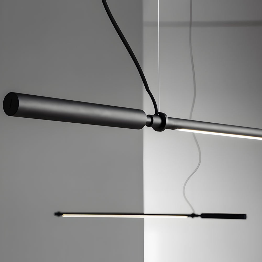 Modern Black Linear LED Pendant Light - Acrylic Tube 47.2 Inch
