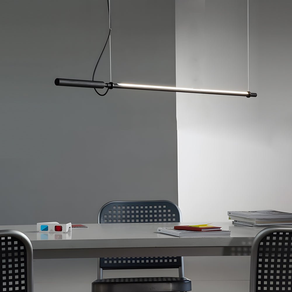 Modern Black Linear LED Pendant Light - Acrylic Tube 47.2 Inch